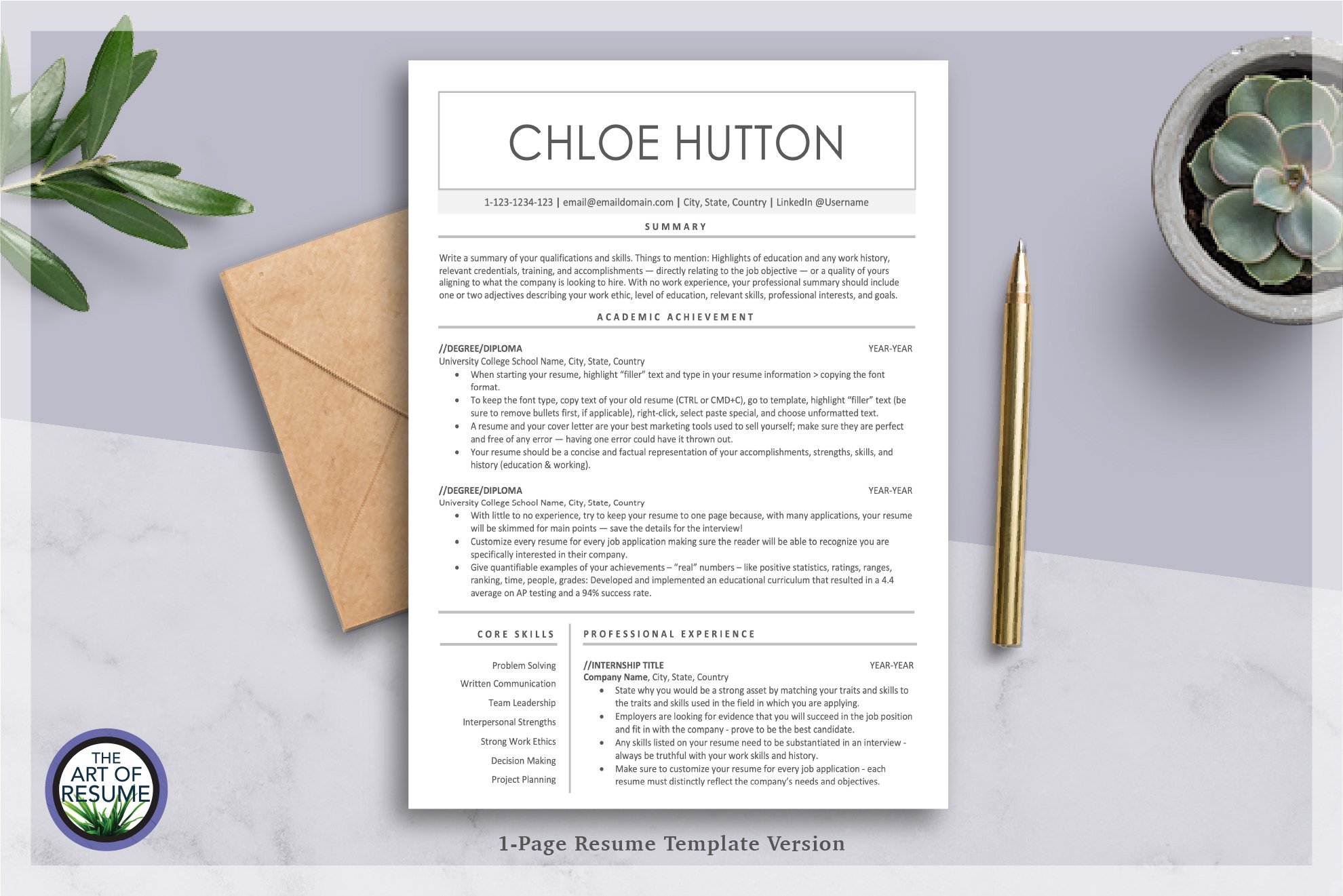 Simple Resume Template | Mac & PC preview image.