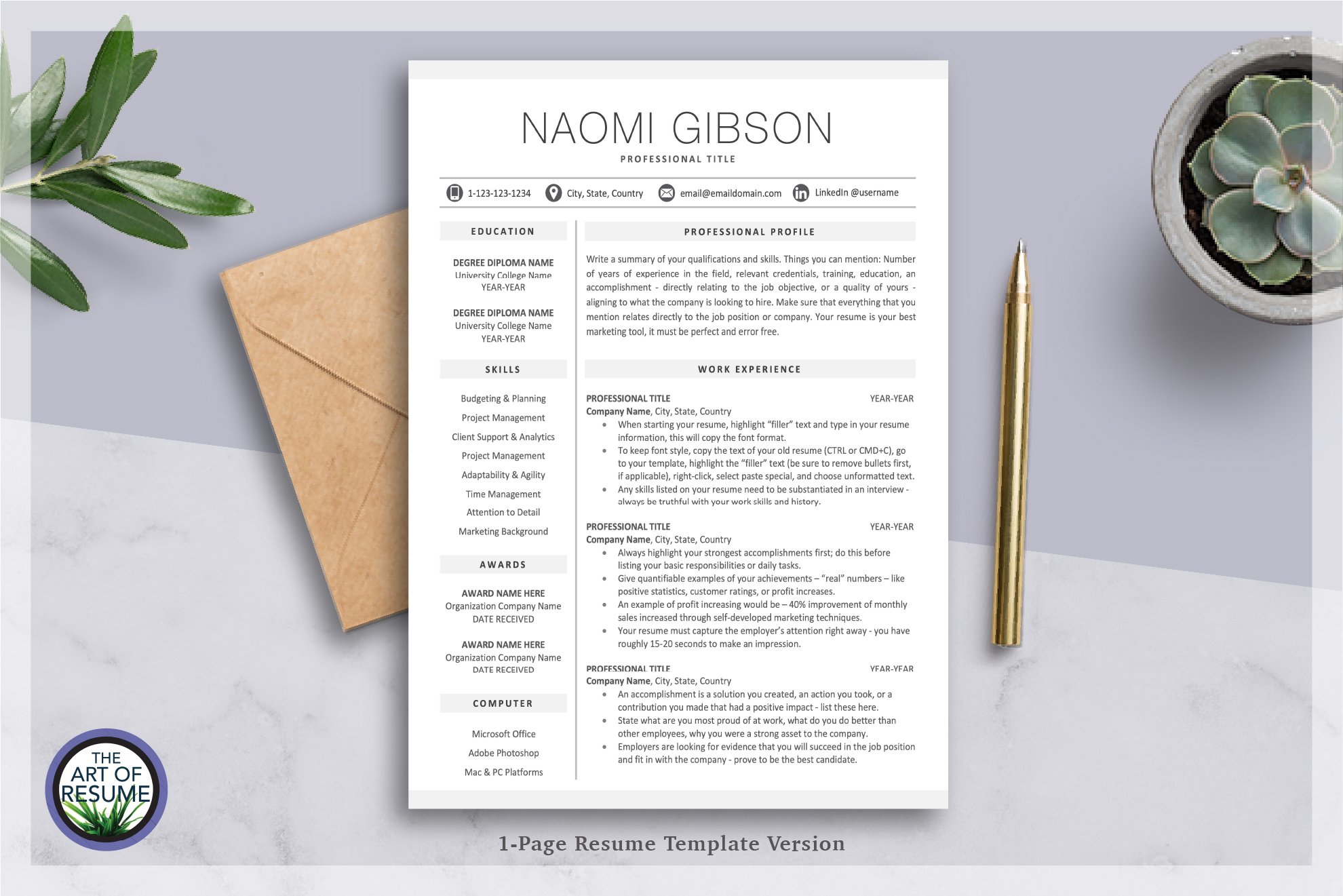 Best Resume CV Template | Mac & PC preview image.