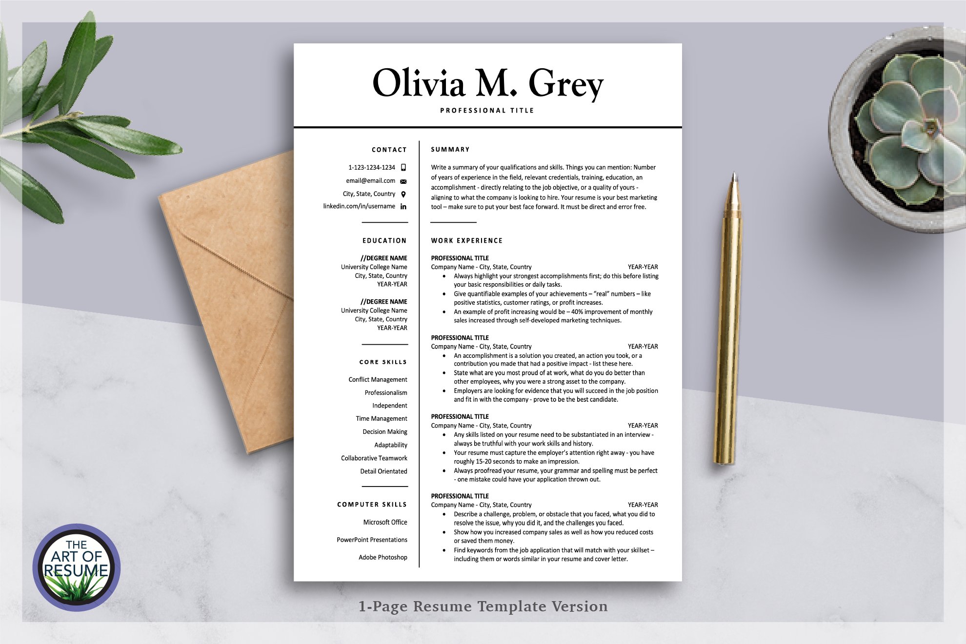 Minimalist Resume CV Template Design preview image.