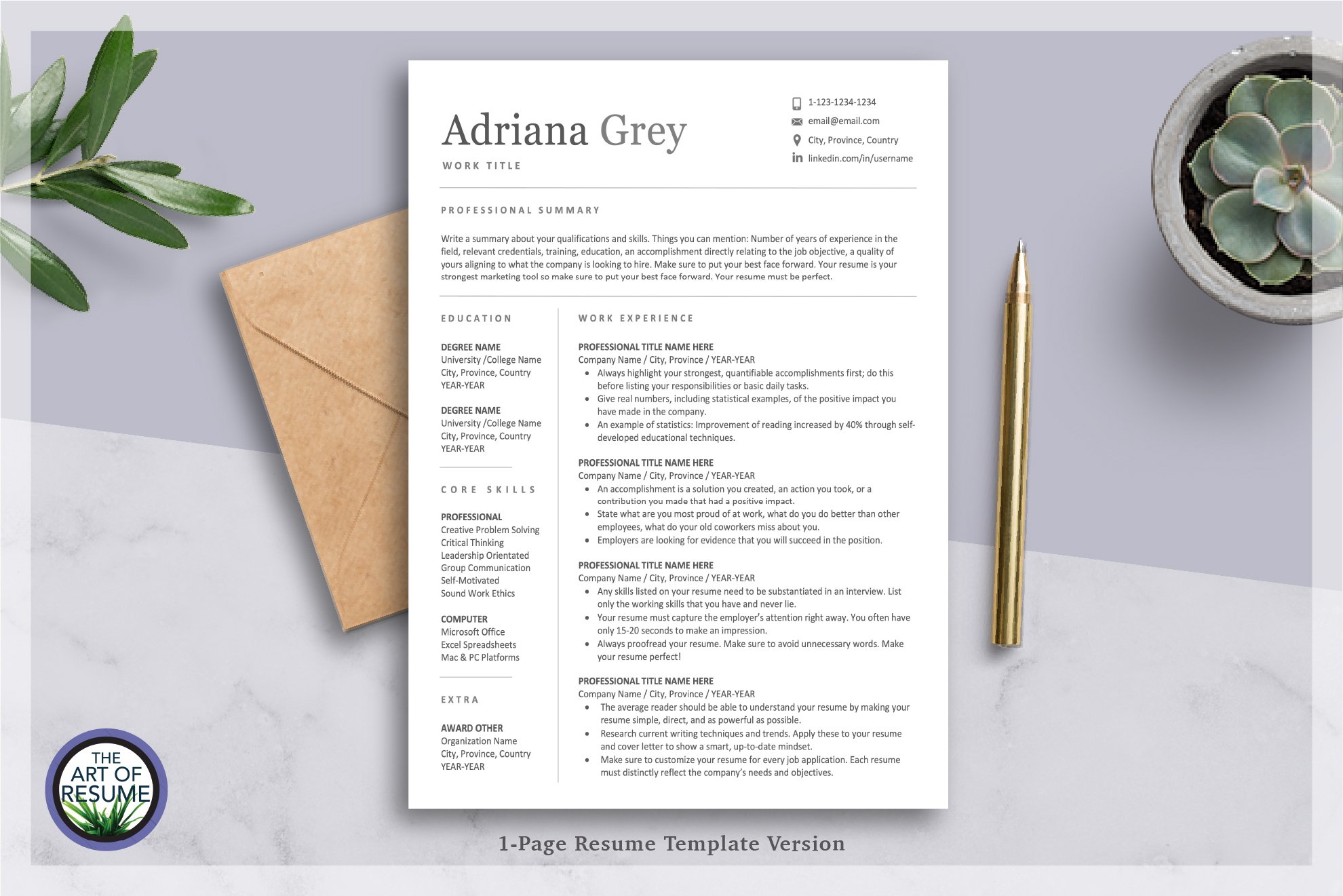 Clean Resume CV Template, Mac & PC cover image.