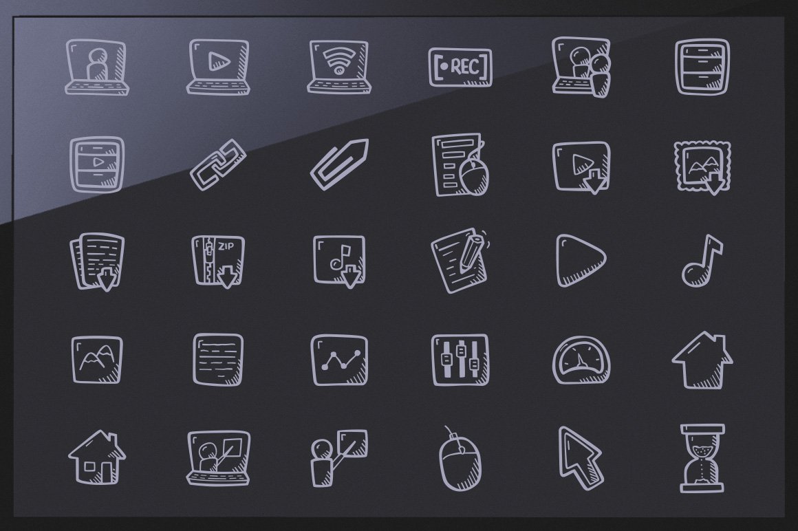 e-Learning Hand Drawn Icons preview image.