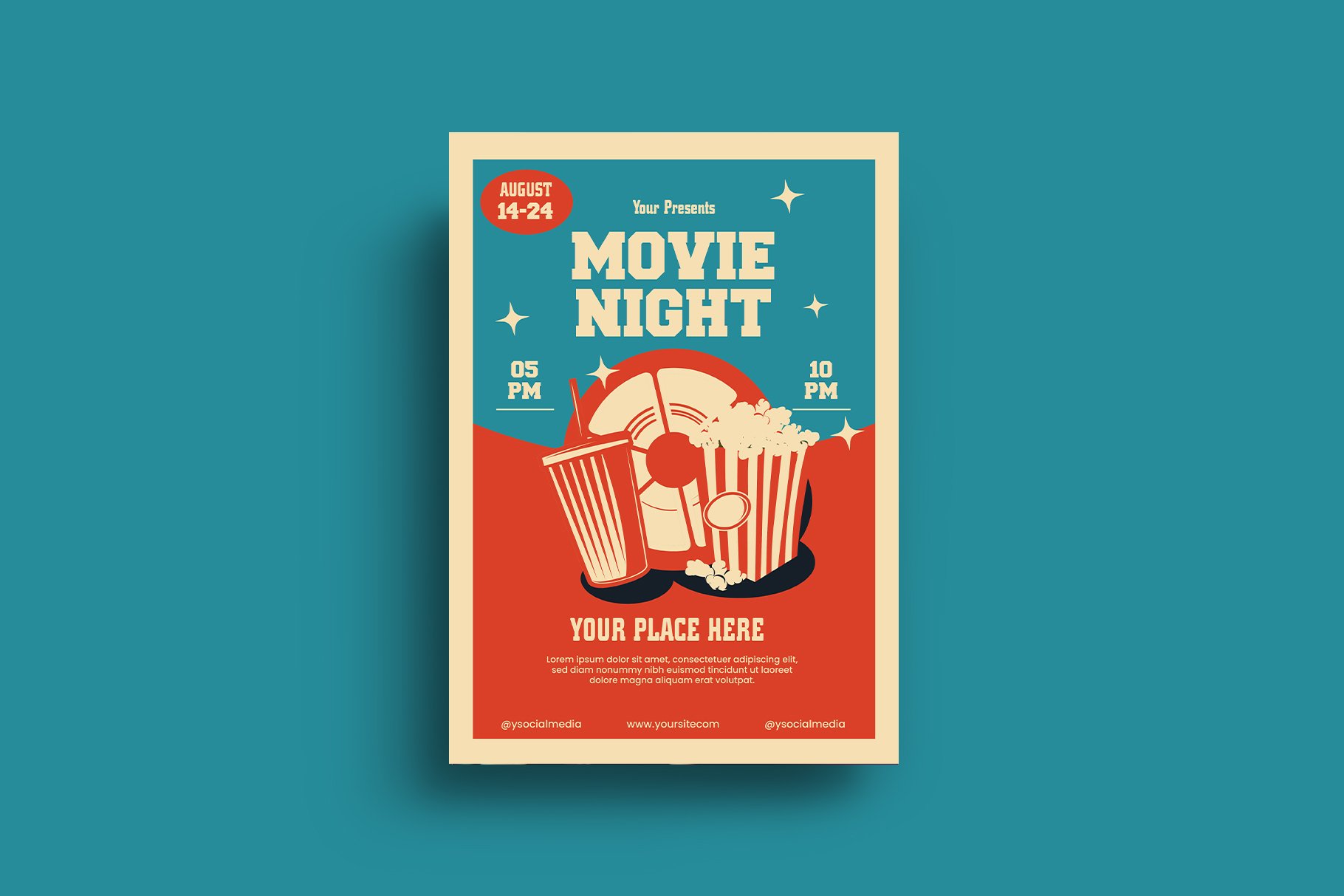 Movie Night Flyer Template preview image.
