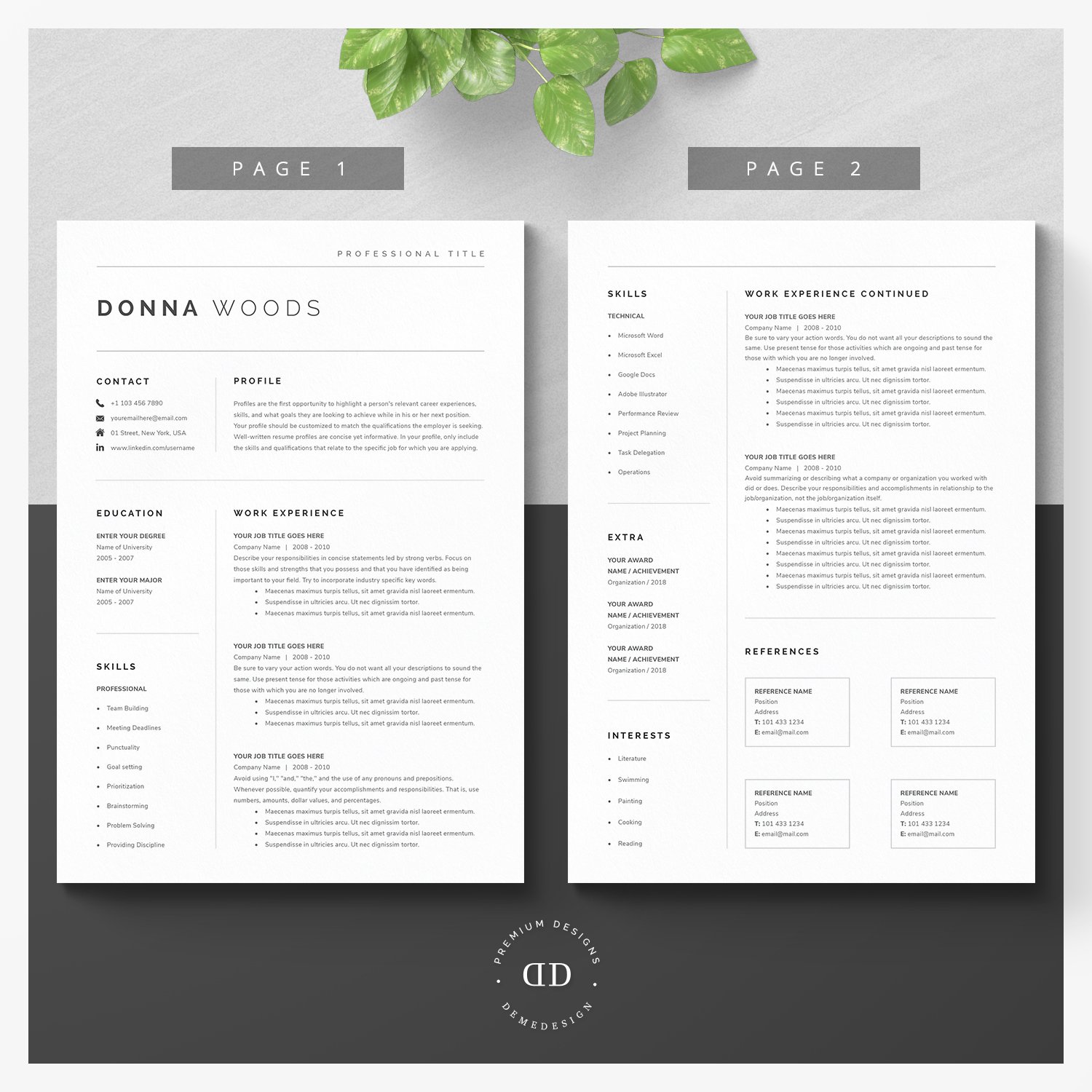 Modern Resume Template Kit preview image.