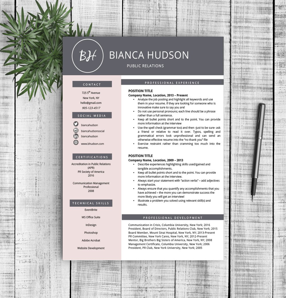Resume Template "Bianca" preview image.