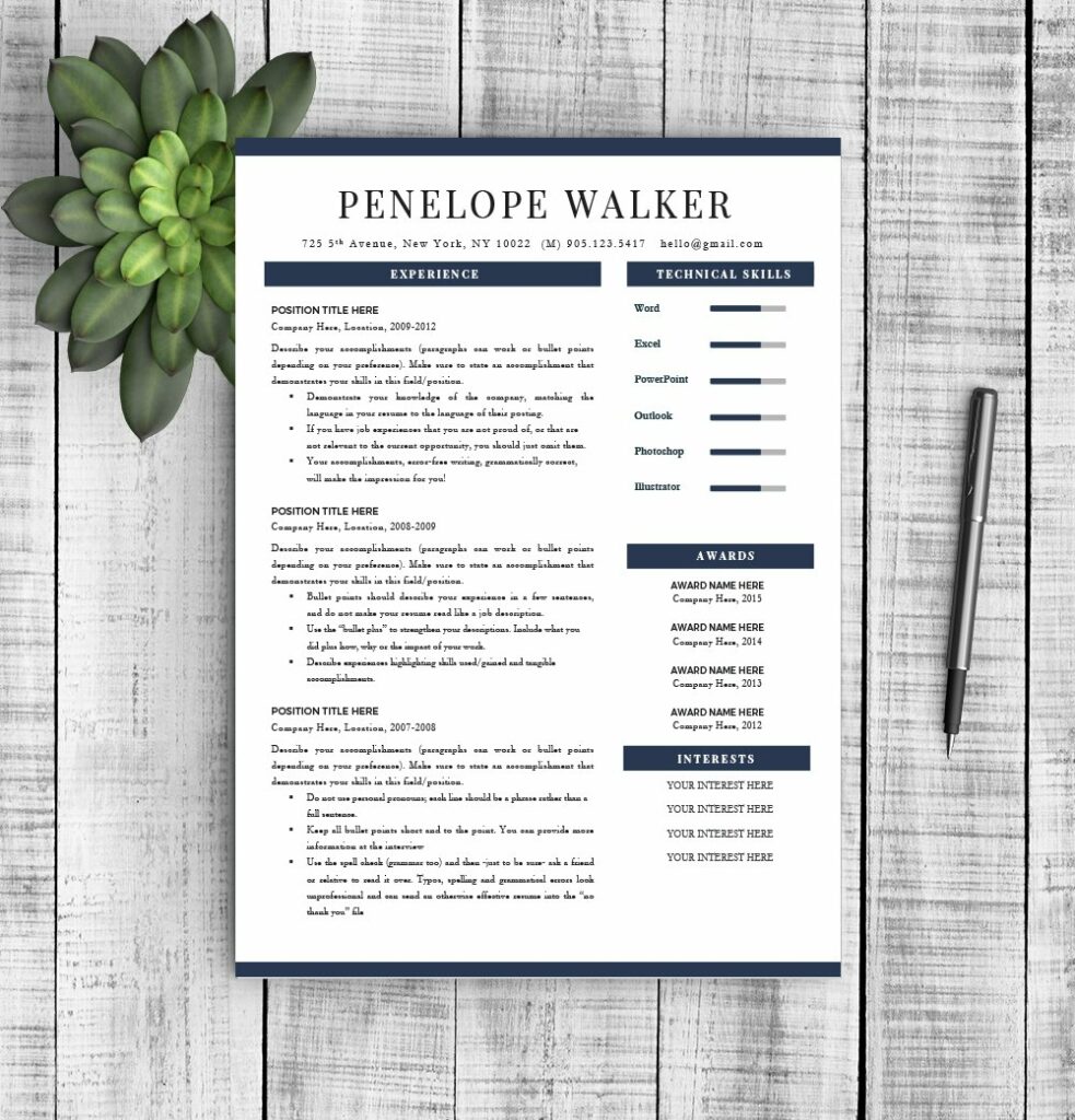 Resume Template "Penelope" MasterBundles