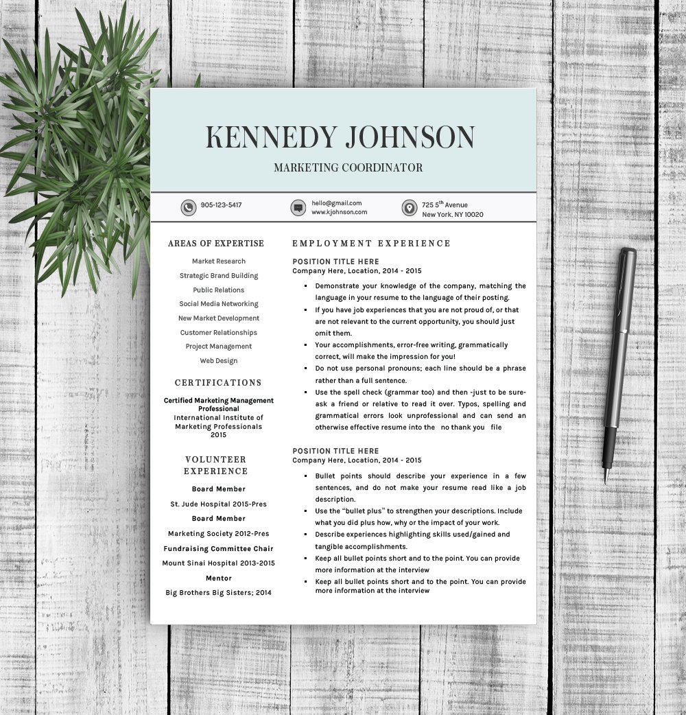 Resume Template "Kennedy" preview image.