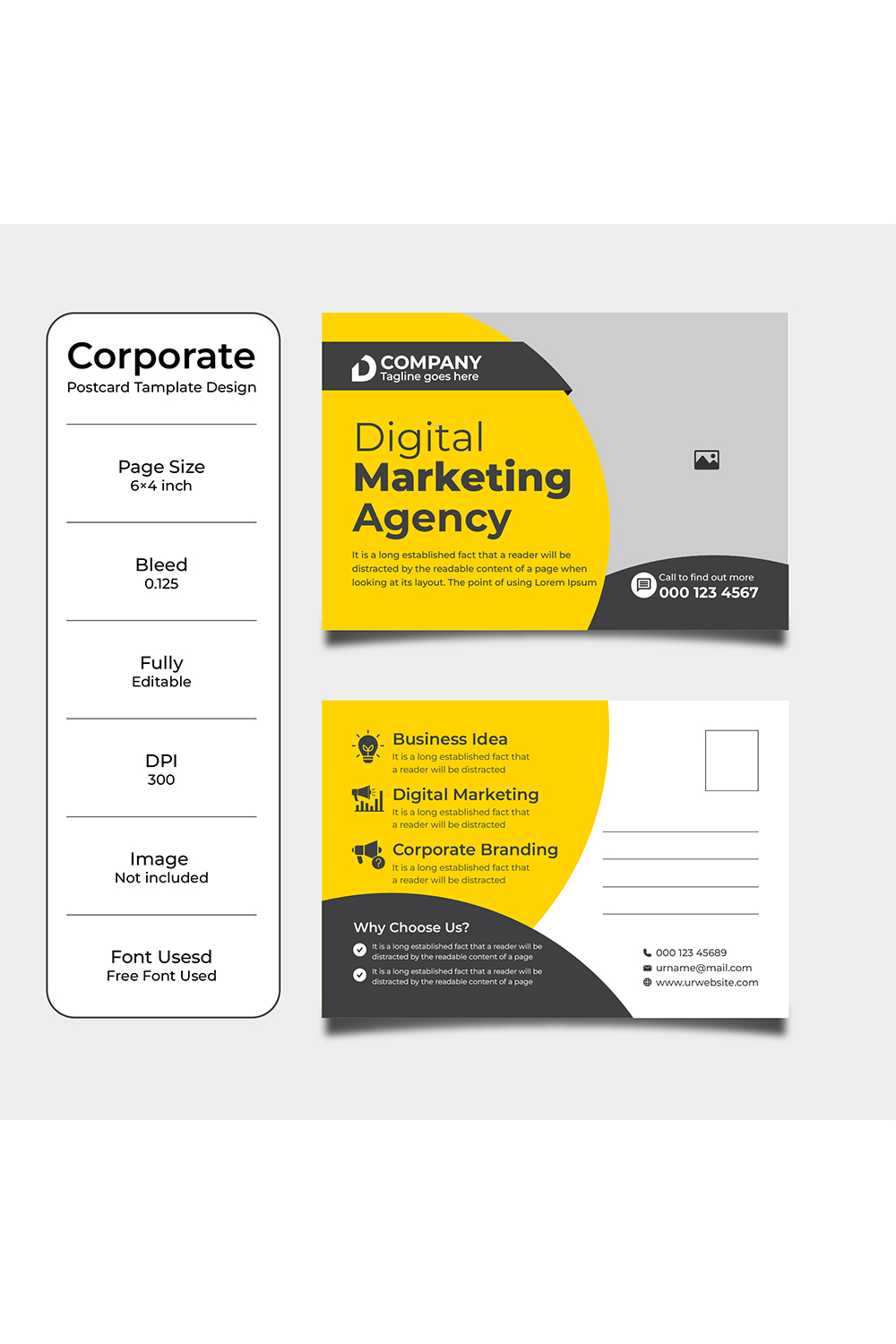 corporate postcard template pinterest preview image.