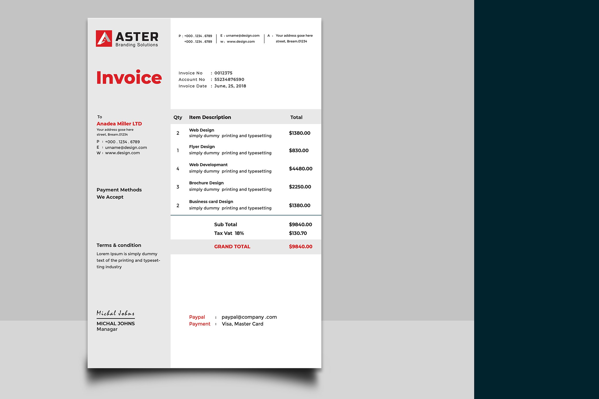 Invoice Template preview image.