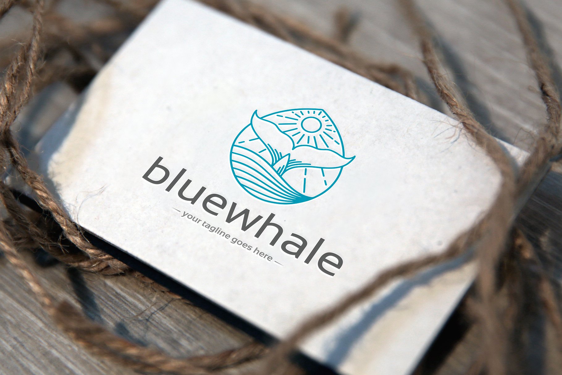 Blue Whale Tail Logo Template preview image.