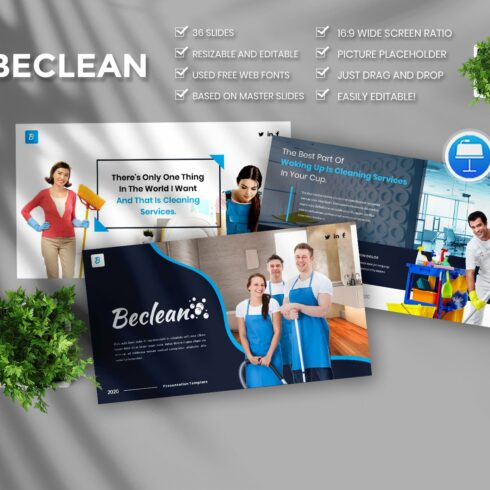 Beclean  Cleaning Services Keynote cover image.