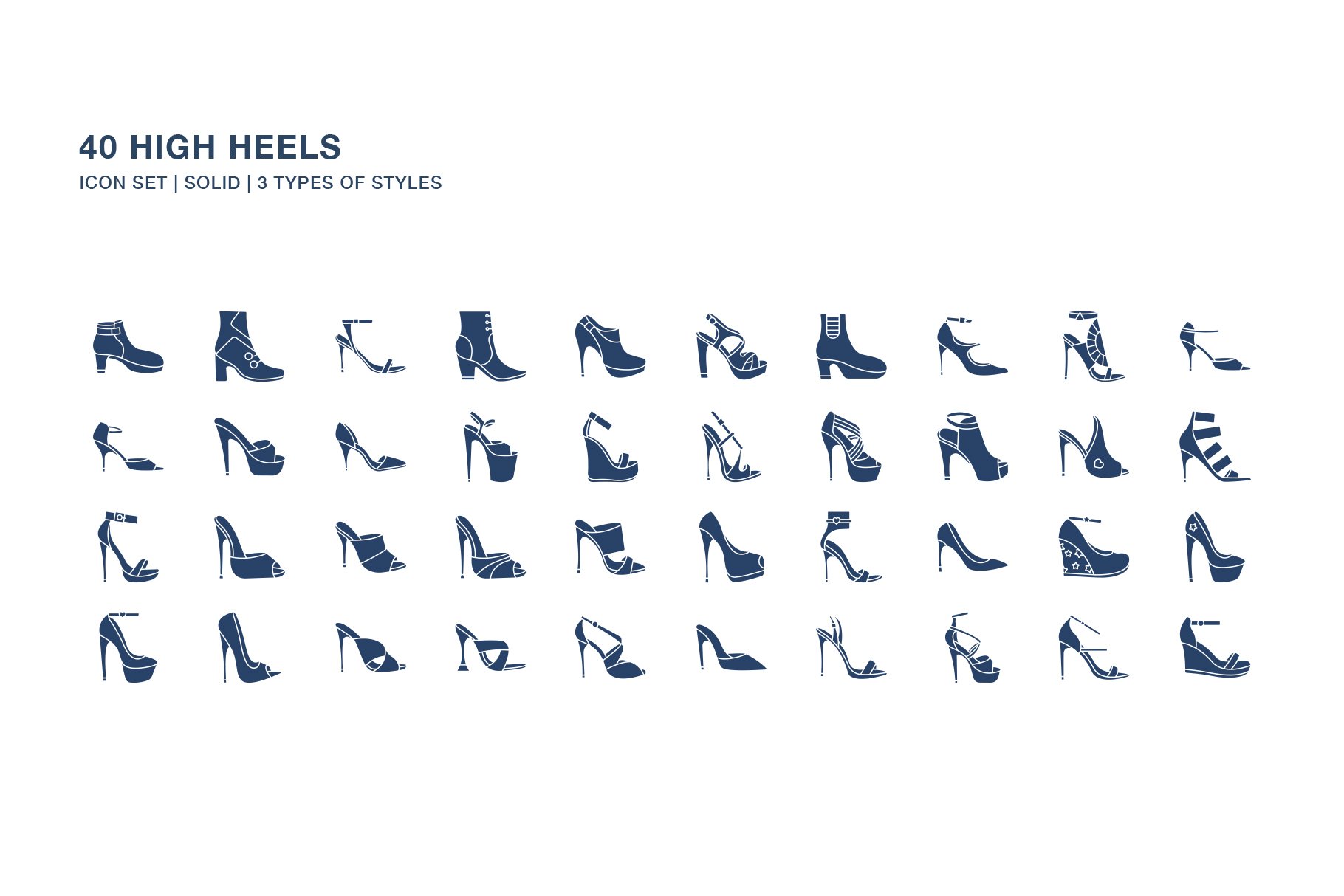 High Heels icon set preview image.