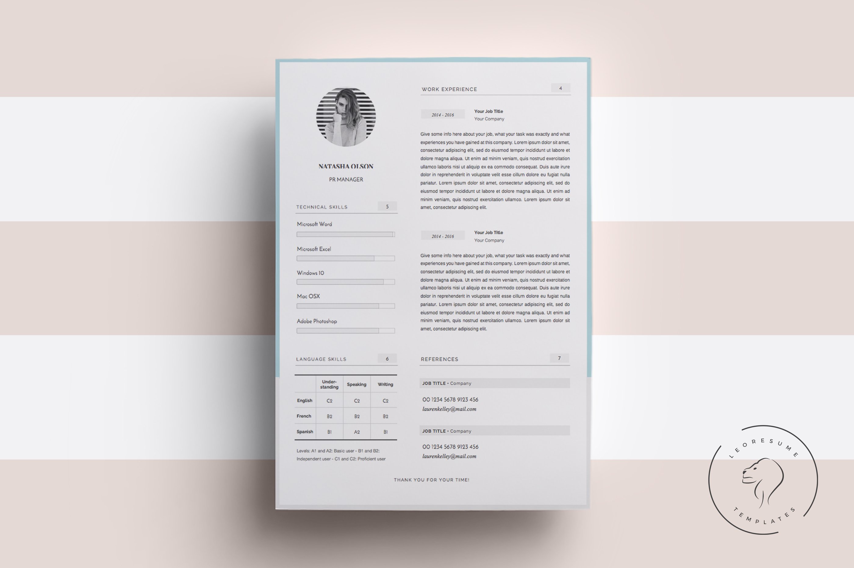 Resume Template for MS Word, 5 Pages preview image.