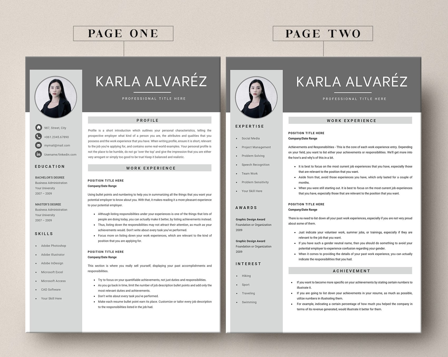 Professional CV Template 4 Pages preview image.