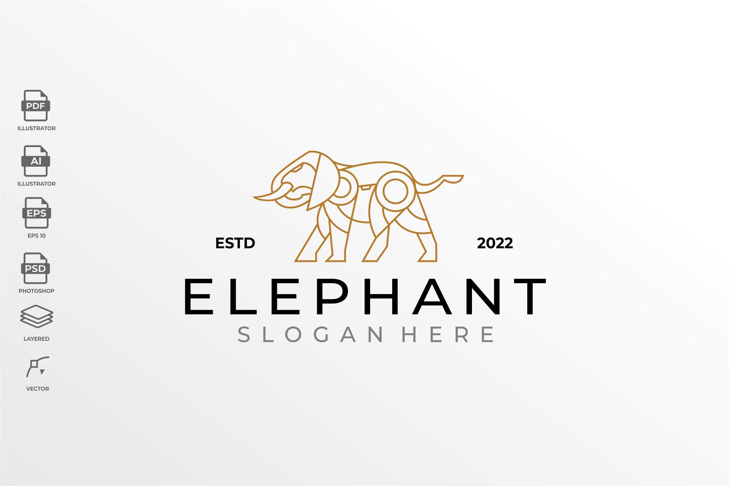 Geometric Lineart Elephant Logo Icon cover image.