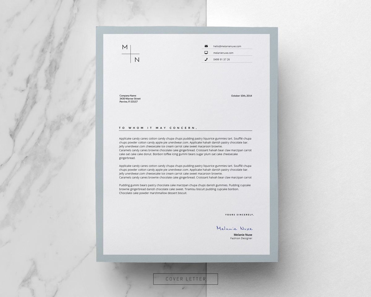 White letterhead with a blue line on it.