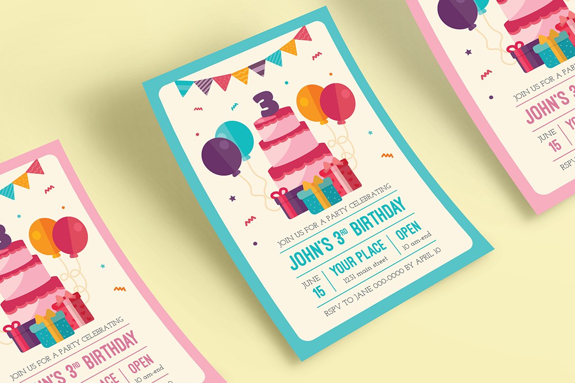 Colorful Birthday Invitation preview image.