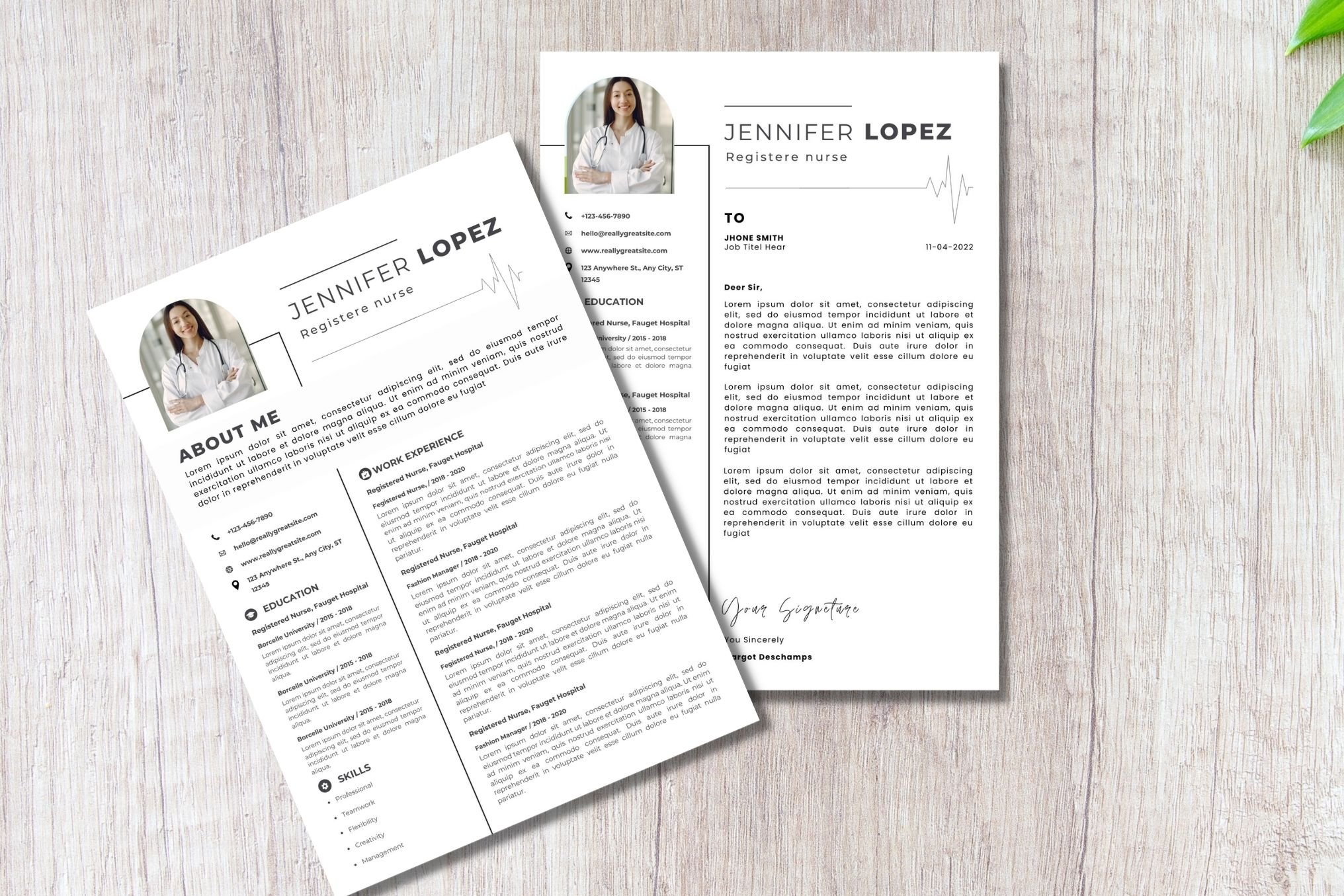 registered nurse resume template preview image.