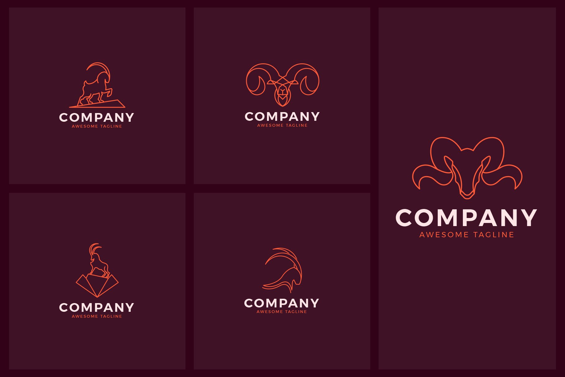 Luxury Goat Logo with Monoline Style preview image.