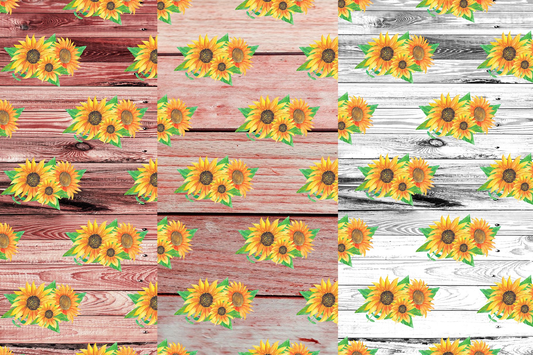 Floral Wood Rustic Digital Papers preview image.