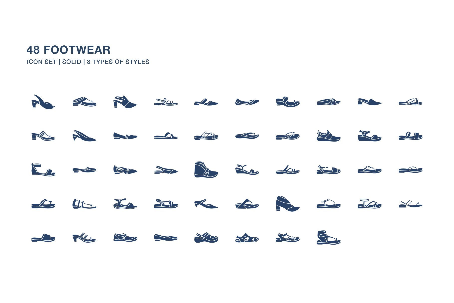 Sandals and Footwear icon set preview image.
