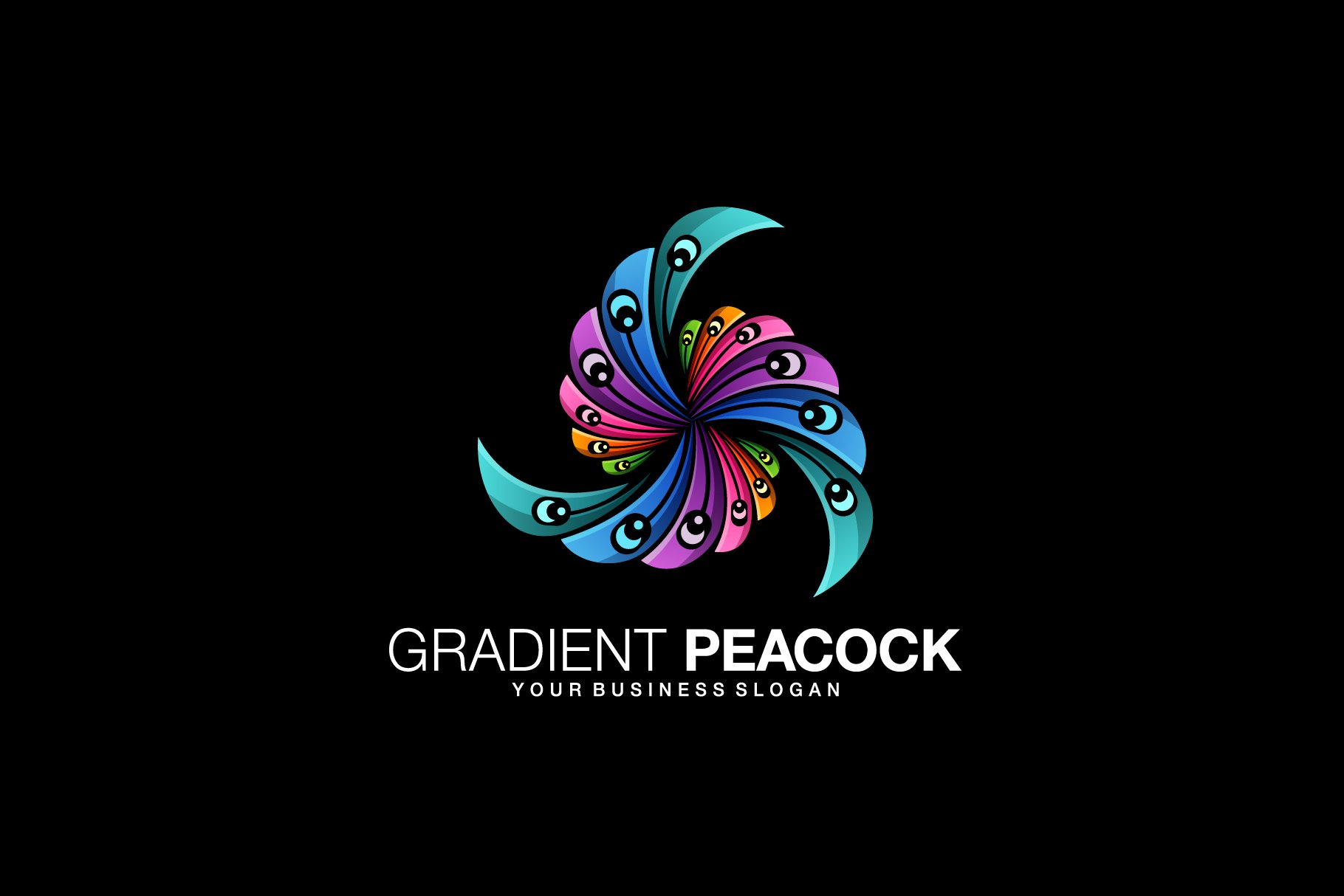 Gradient peacock vector logo design cover image.