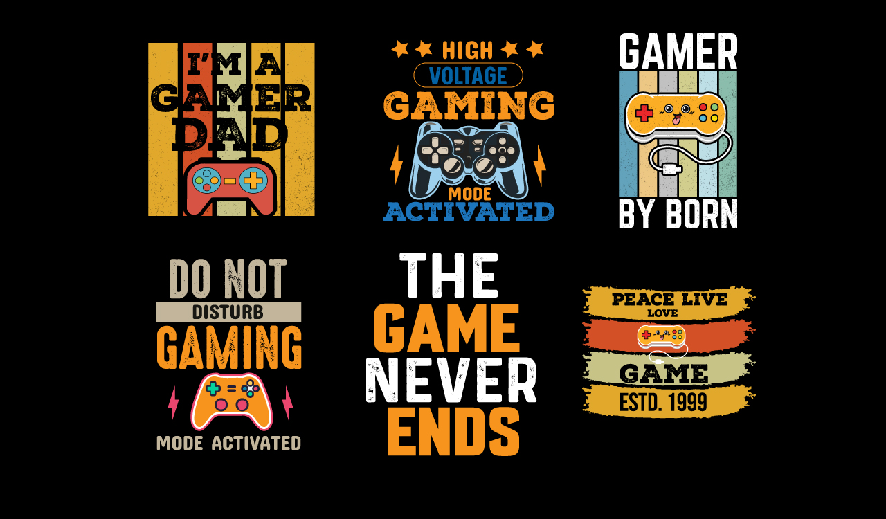 Set of four different video game logos.