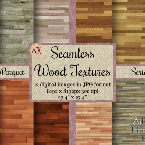 Seamless Parquet Wood Textures 8K cover image.