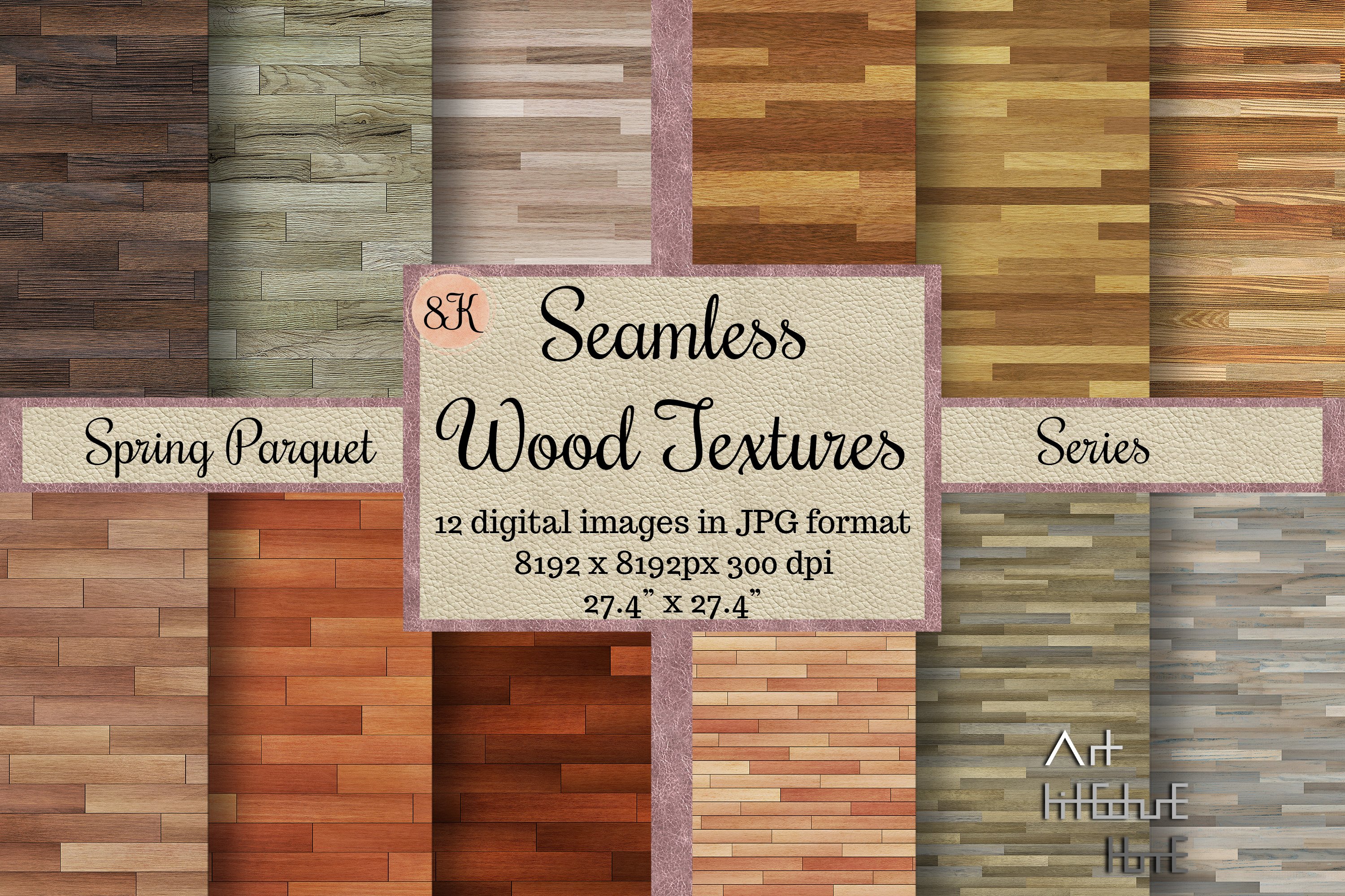 Seamless Parquet Wood Textures 8K cover image.