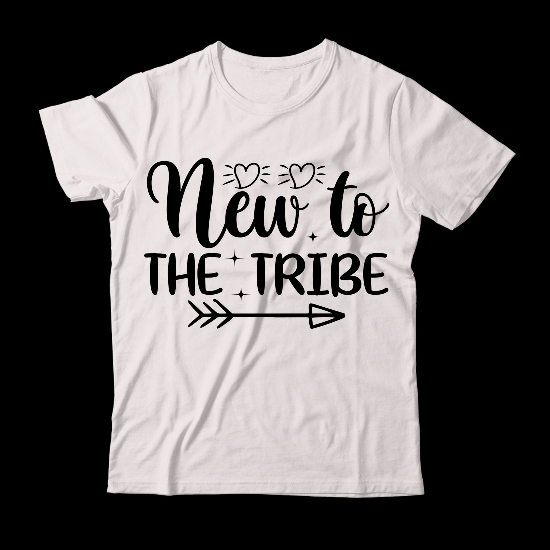 White t - shirt that says new to the tribe.