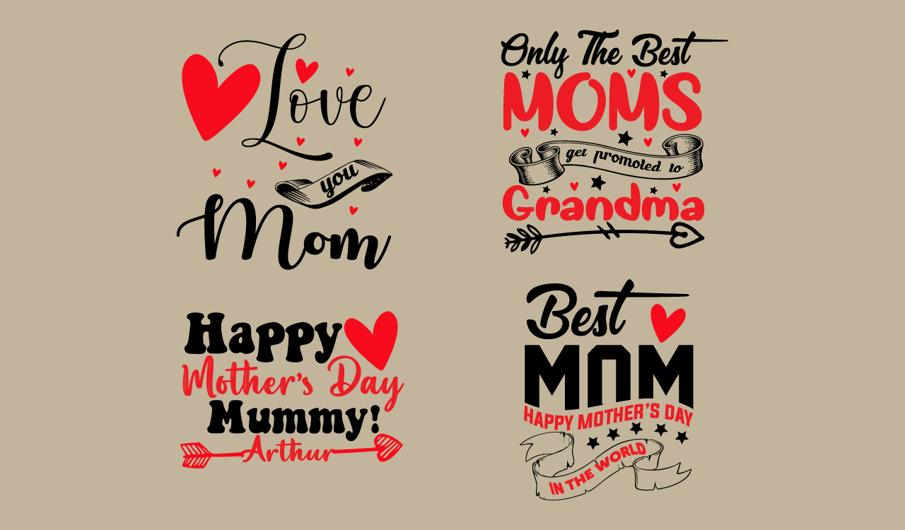 Set of four mother's day stickers.