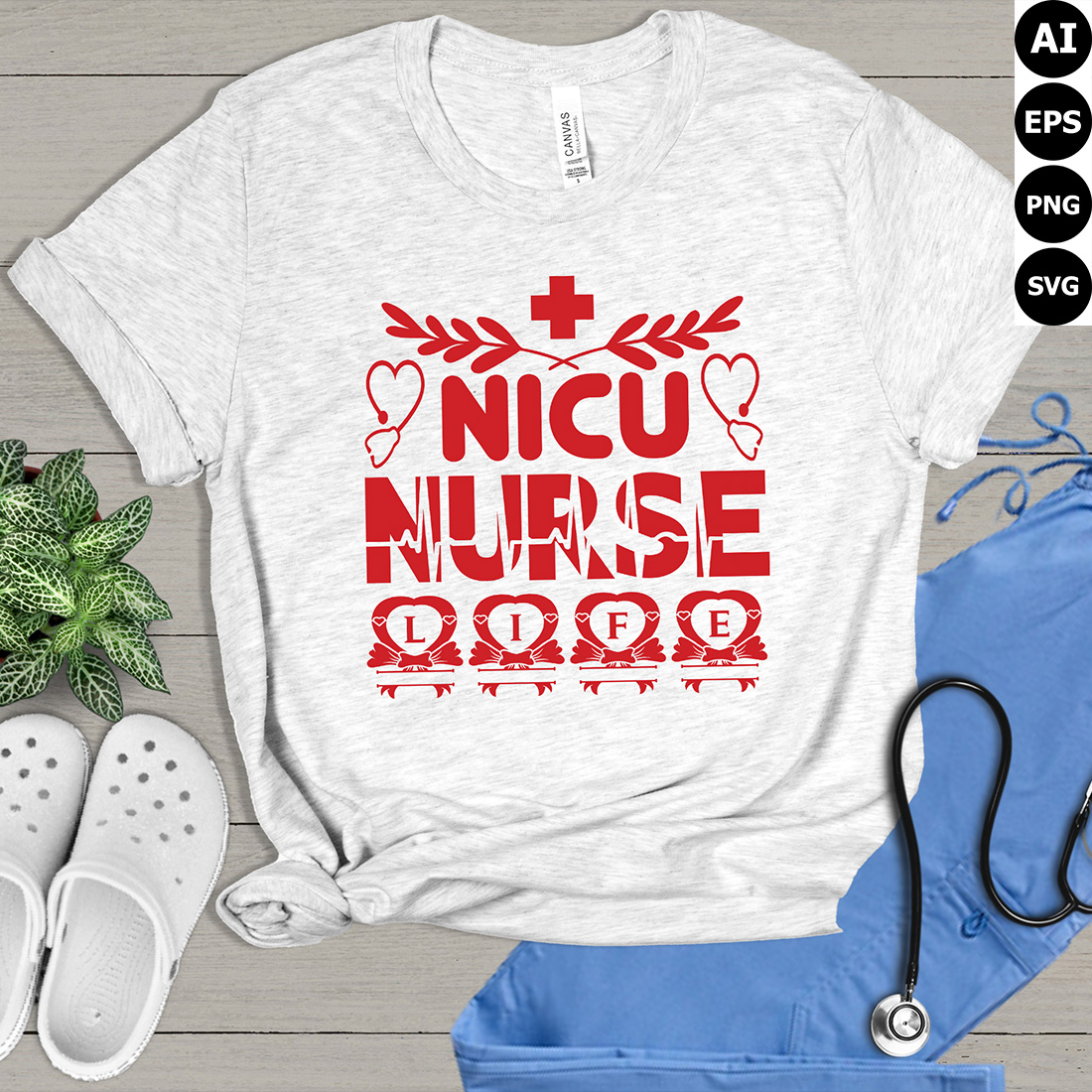 T - shirt with the words nicu nurse on it.