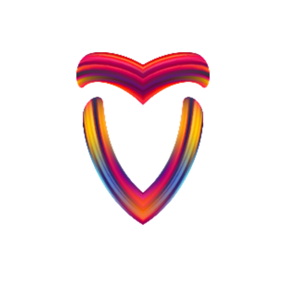 Colorful heart shaped object on a black background.