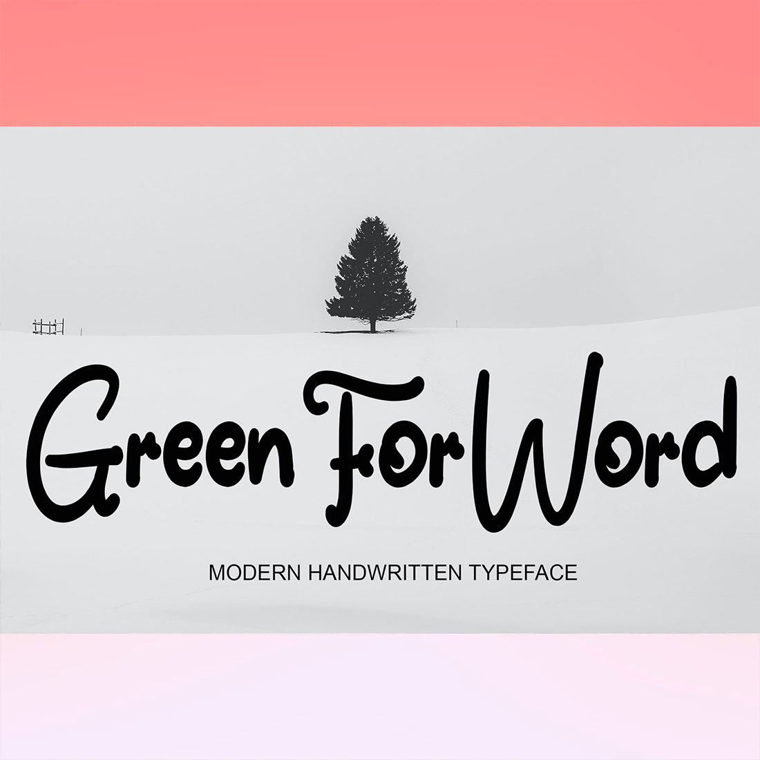 White and pink background with the words green for word.