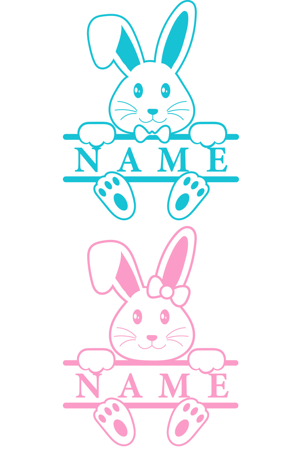 Easter Bunny Split Monogram Png Sublimation, Easter Bunny Png, Easter Png, Bunny split Png / Bunny Face Png, Cute Bunny Boy & Girl Png pinterest preview image.