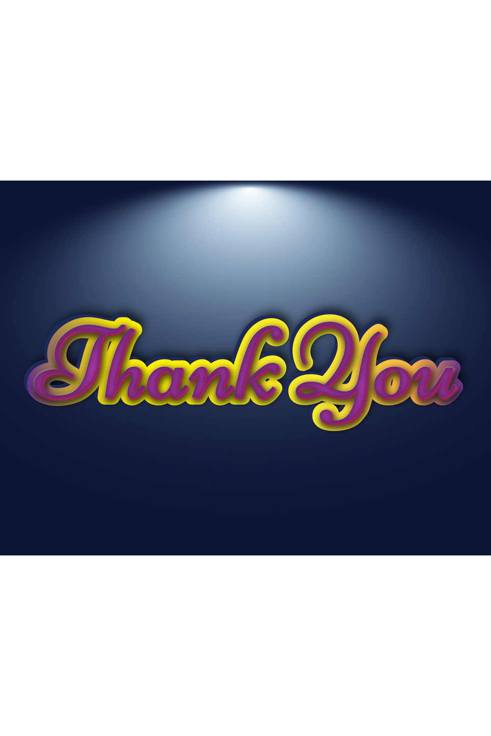 A blue background with the words thank you in yellow and purple 3d text effect pinterest preview image.