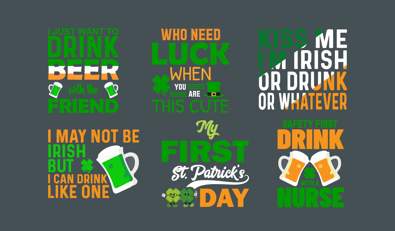 Set of four st patrick's day quotes.