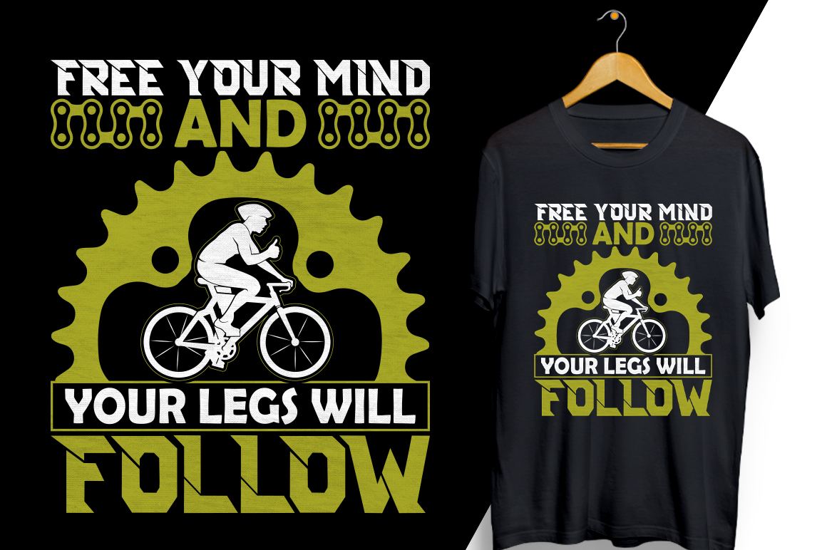 T - shirt with a picture of a man riding a bike.
