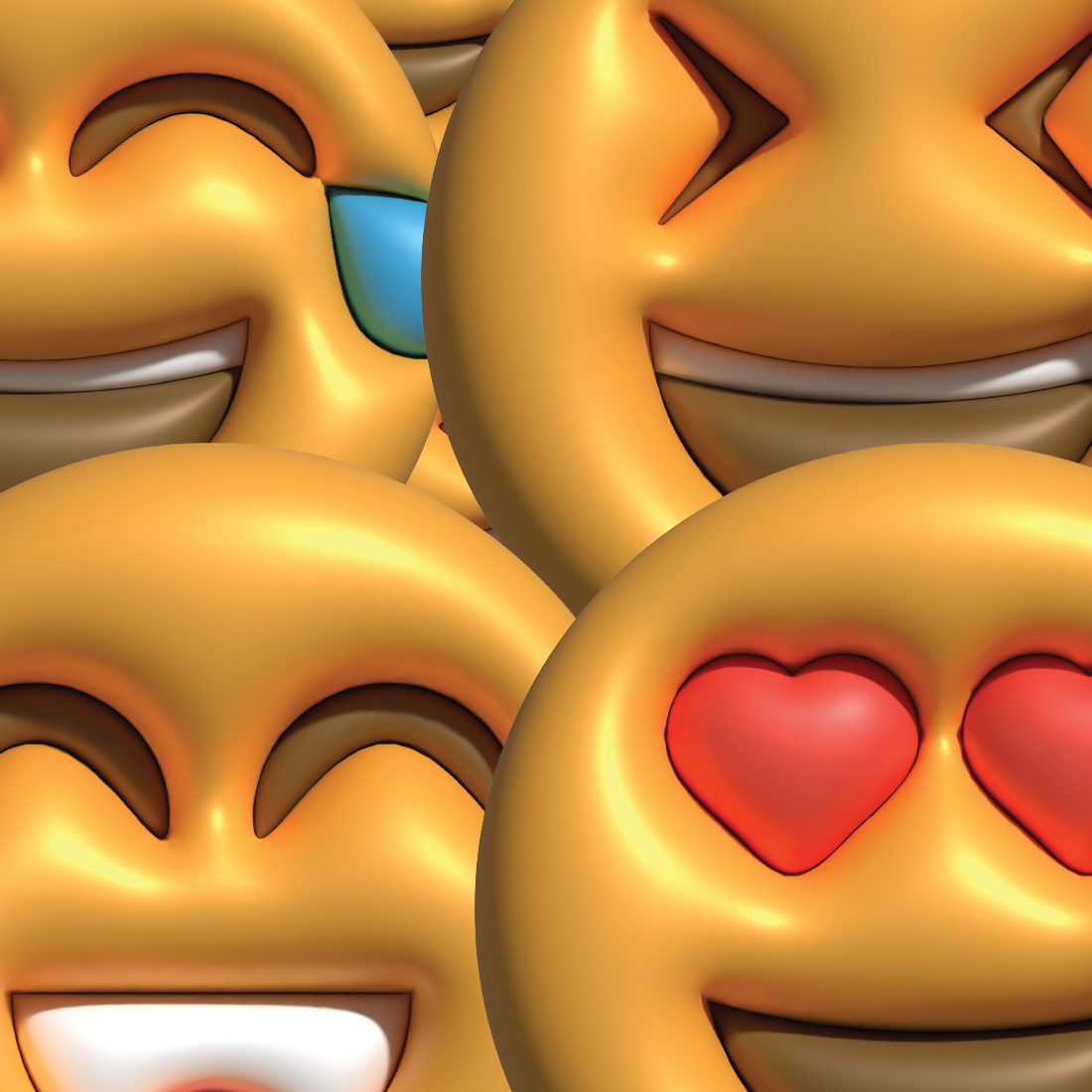 Bunch of emoticions with hearts on them.