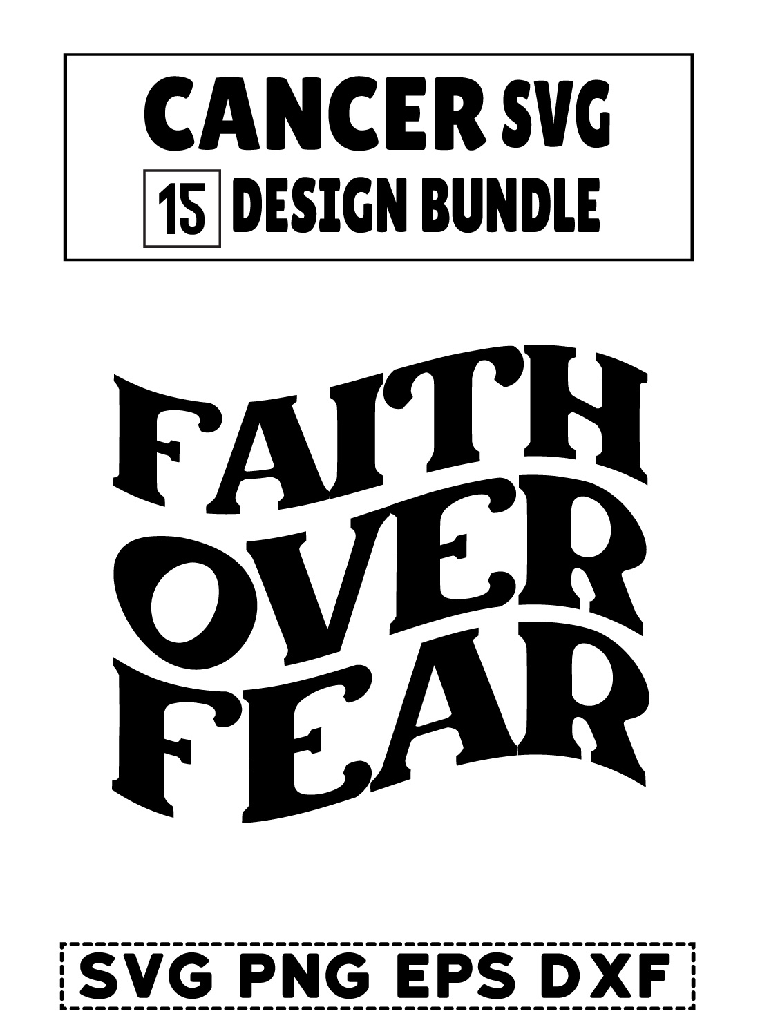 Black and white image of the word faith over fear.