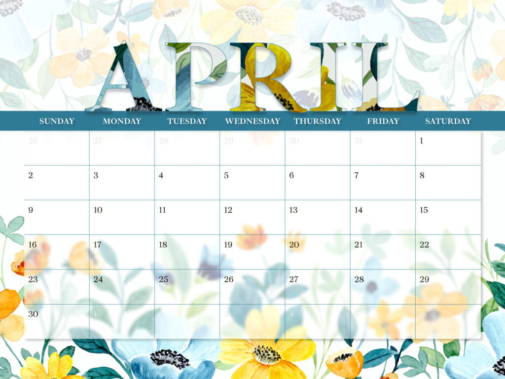 Free Blank April Calendar – MasterBundles