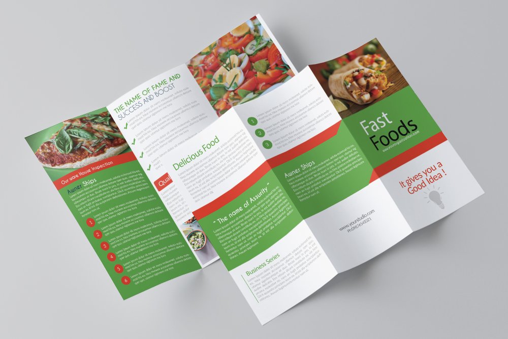 Food Restaurant Trifold Brochure preview image.