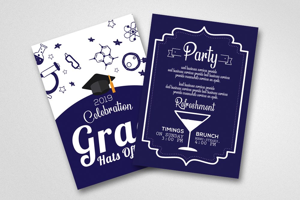 Tow Sided Graduation Invitation Card preview image.