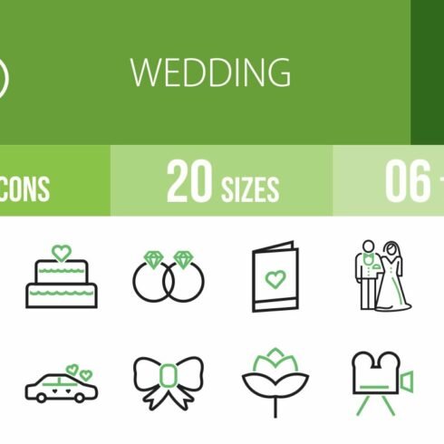 50 Wedding Green & Black Icons cover image.