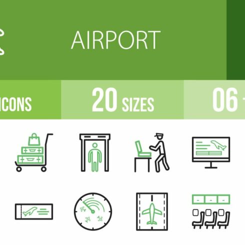 50 Airport Line Green & Black Icons cover image.