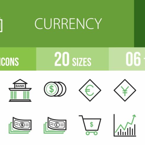 50 Currency Line Green & Black Icons cover image.