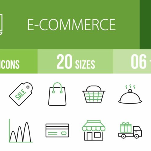 48 Ecommerce Line Green & Black Icon cover image.