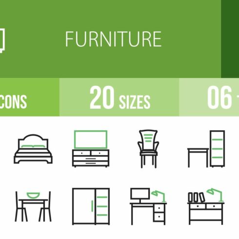50 Furniture Green & Black Icons cover image.