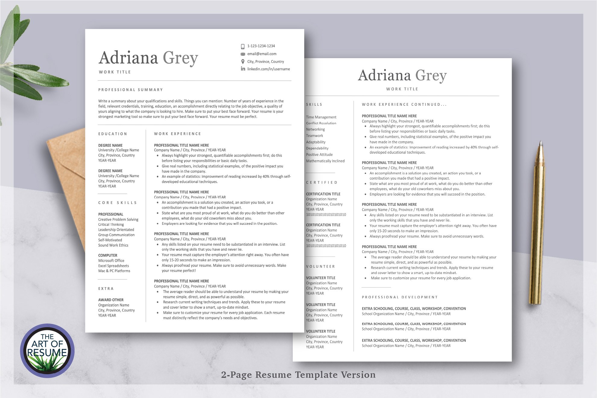 Clean Resume CV Template, Mac & PC preview image.