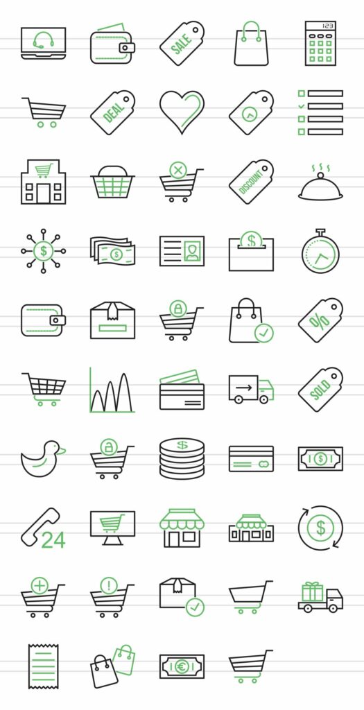 48 Ecommerce Line Green & Black Icon – MasterBundles
