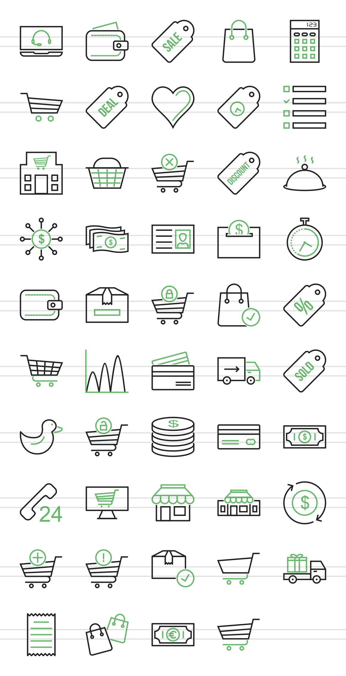 48 Ecommerce Line Green & Black Icon preview image.